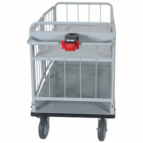 Vestil Steel Electric Material Handling Cart with Sides 1 Shelf 28 In. x 60 In. 500 Lb. Capacity Gray