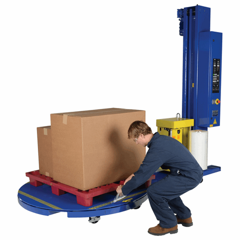 Vestil Steel Auto Wrap Stretch Wrap Machine 60 In. Turntable Diameter 4,000 Lb. Capacity Blue