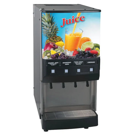 Bunn 37300.0054 JDF-4S Silver Series Four Flavor Cold Beverage System with LED Lighted Graphics