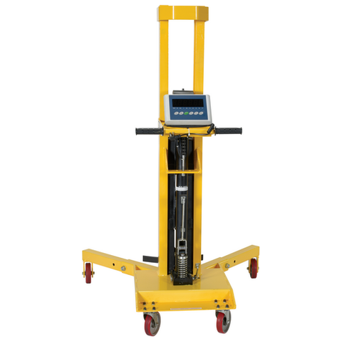 Vestil Steel Portable Ergonomic Drum Truck with Scale 38-5/8 In. x 35 In. x 64 In. 900 Lb. Capacity Yellow