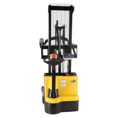 Vestil Steel DC Powered Drum Lifter/Rotator/Transporter with Scale 34-5/8 In. x 61-13/16 In. x 85-7/16 In. 550 Lb. Capacity Black/Yellow