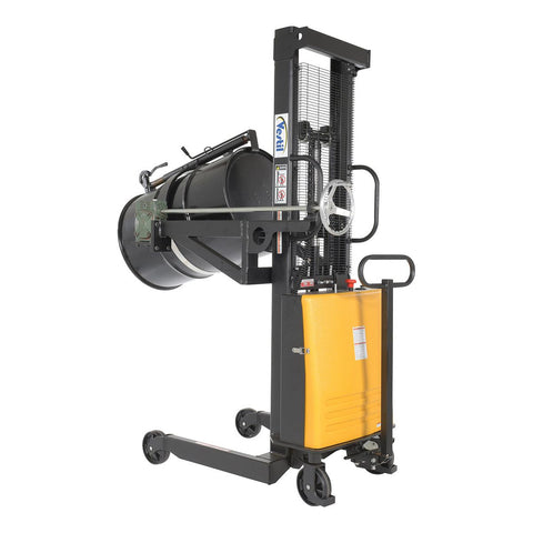 Vestil Steel DC Powered Drum Lifter/Rotator/Transporter 61 In. x 36-1/4 In. x 88 In. 550 Lb. Capacity Black/Yellow