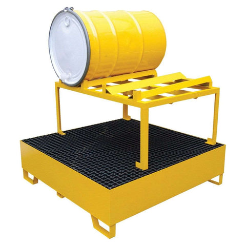 Vestil Steel Horizontal Retention Basin 1 Drum 1200 Lb. Capacity Yellow