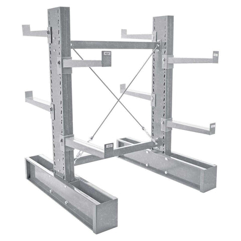 Vestil Galvanized Medium Duty Double Sided Cantilever Rack Set 36 In. Arms 16,400 Lb. Capacity Silver