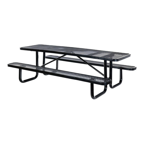 Vestil Steel Picnic Table Expanded Metal Rectangle Top 30 In. x 72 In. Black