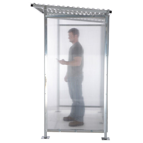 Vestil Steel Smoking Shelter Bus Stop 3-4 Person Capacity Silver