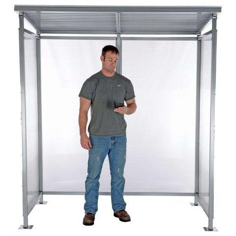 Vestil Steel Smoking Shelter Bus Stop 3-4 Person Capacity Silver