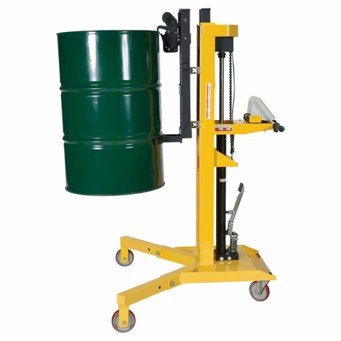 Vestil Steel Portable Ergonomic Drum Truck with Scale 38-5/8 In. x 35 In. x 64 In. 900 Lb. Capacity Yellow