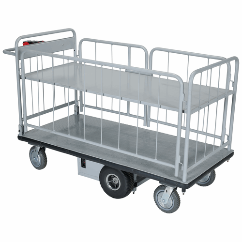 Vestil Steel Electric Material Handling Cart with Sides 1 Shelf 28 In. x 60 In. 500 Lb. Capacity Gray